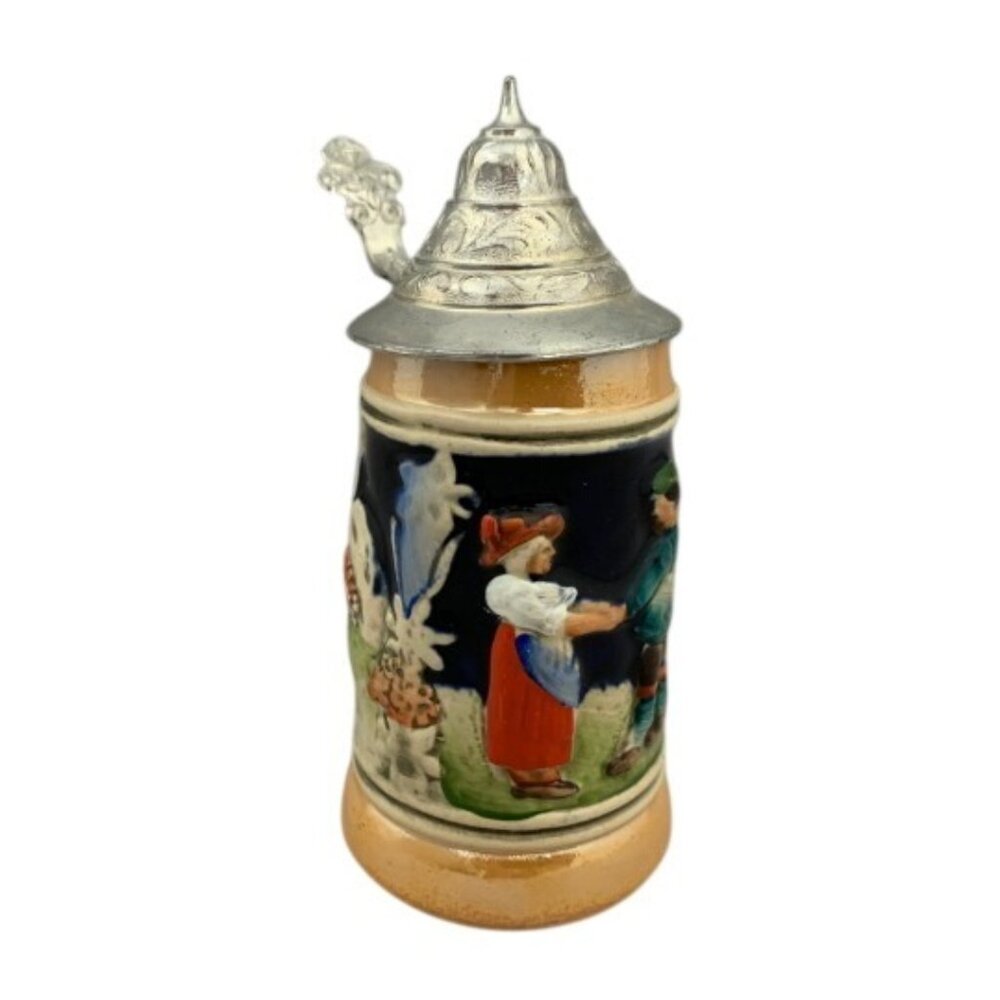 German Ceramic Mini Beer Stein w/ Lid - DBGM 49
